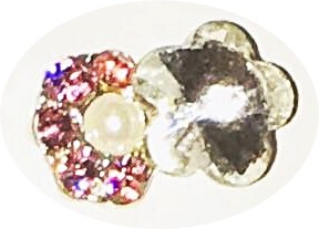 Overlay Flowers Crystal/Rose Strass und Perle