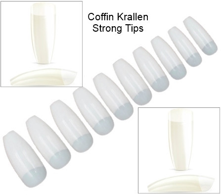 Coffin Krallen Strong Tips mit Klebefläche - Nature 500 Stück