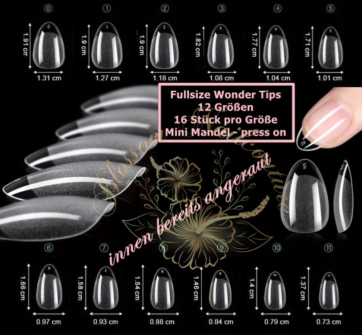 Fullsize Wonder Tips Mini Mandel/Almond 16 x 12 Stück - press on