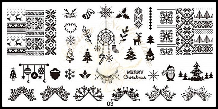 Stamping Plate Hello Christmas Winter Time 03